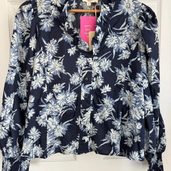 NWT Entro blue and white floral blouse - Picture 1 of 4